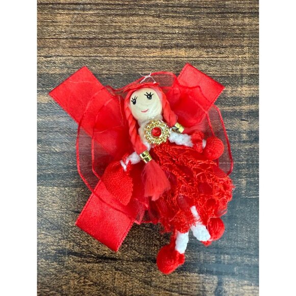 Handmade Red Doll Ornament with Ribbon - Picture 1 of 7